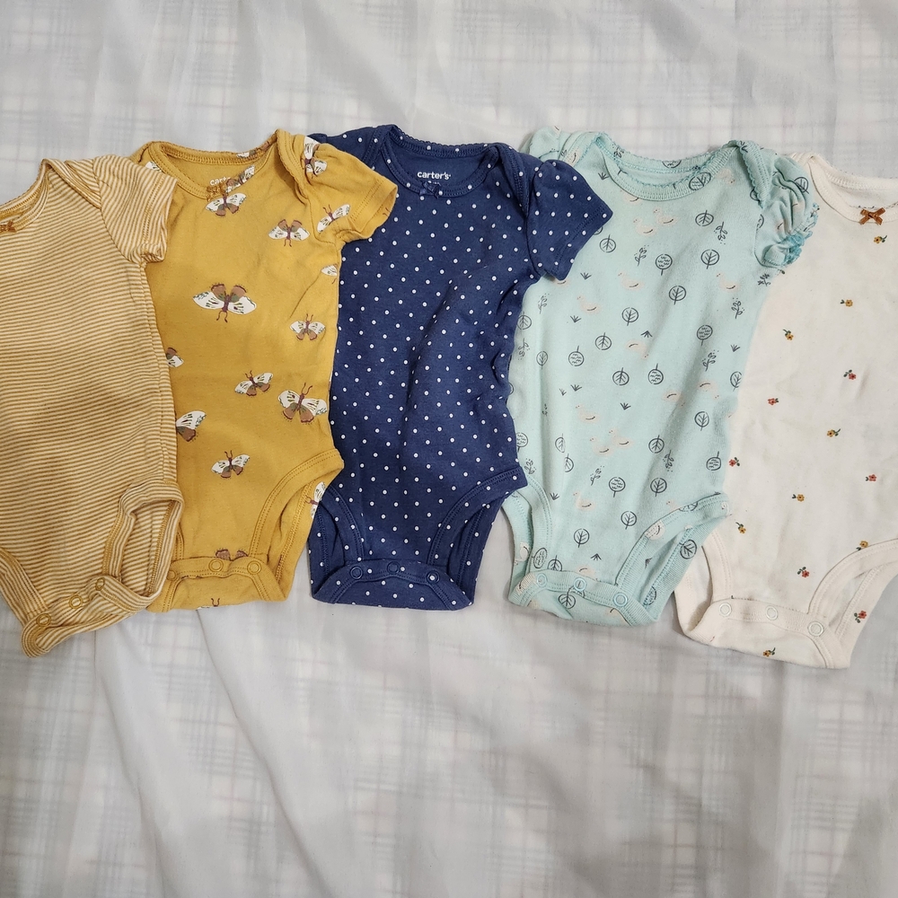 Carter's Blue and Yellow Bodysuits Soft Comfort